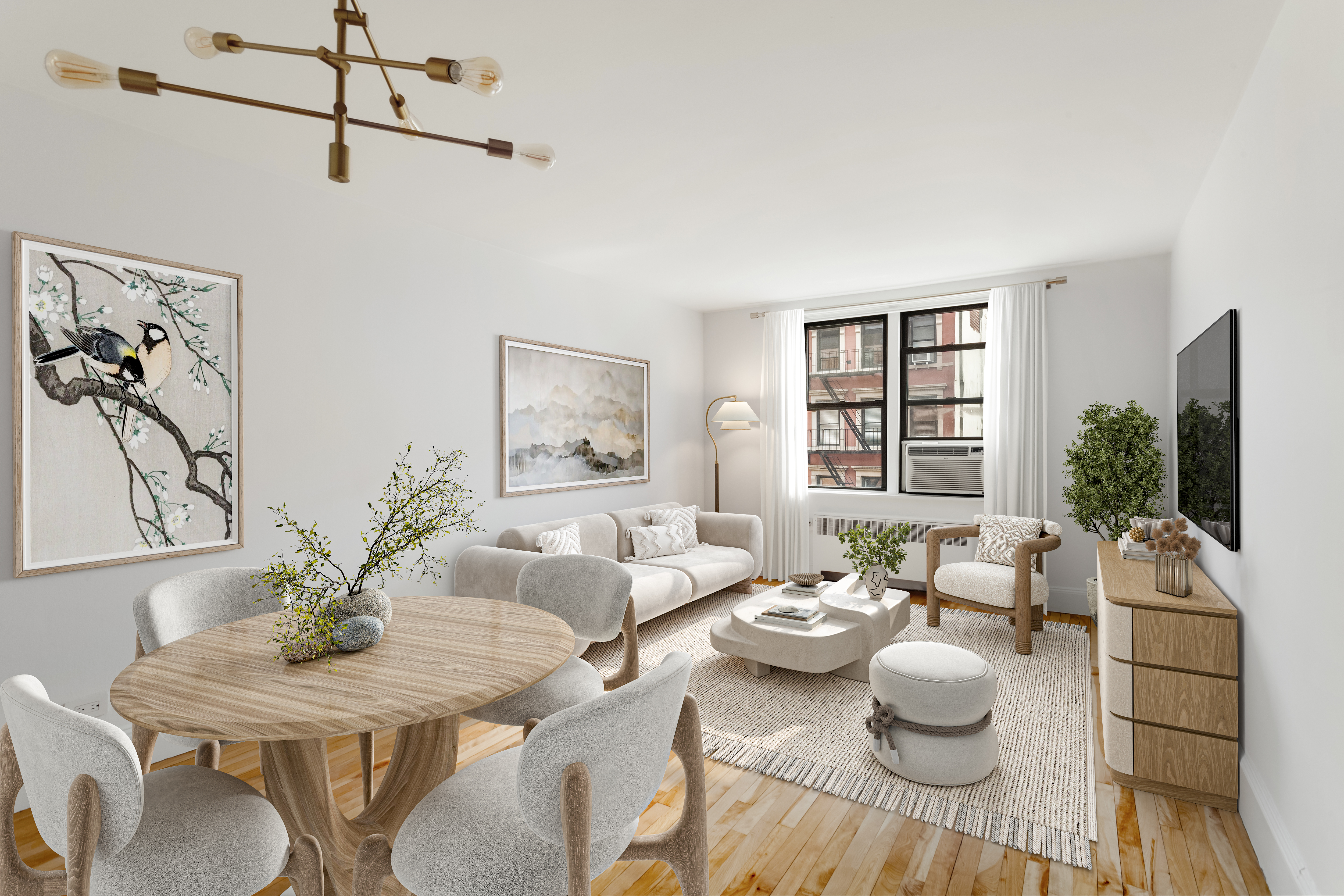 305 West 18th Street, Unit 4C Manhattan, NY 10011 - Photo 1 of 7 a living room with furniture and a flat screen tv