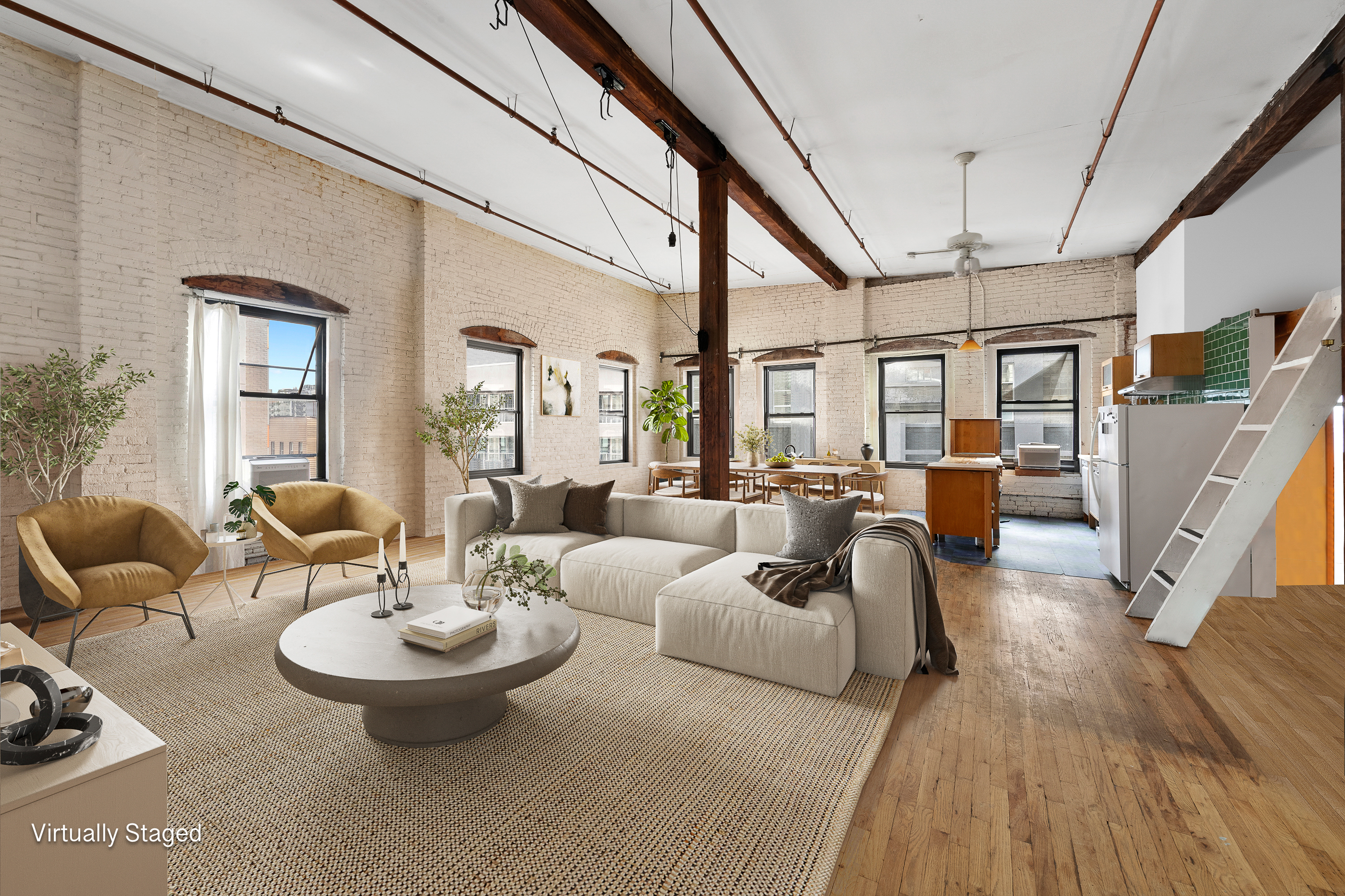 119 North 11th Street, Unit 4A Brooklyn, NY 11249 - Photo 1 of 7 a living room with furniture and a fireplace