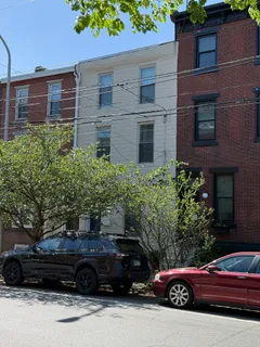 a car parked in front of a building