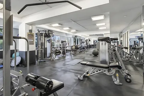 a view of a room with gym equipment