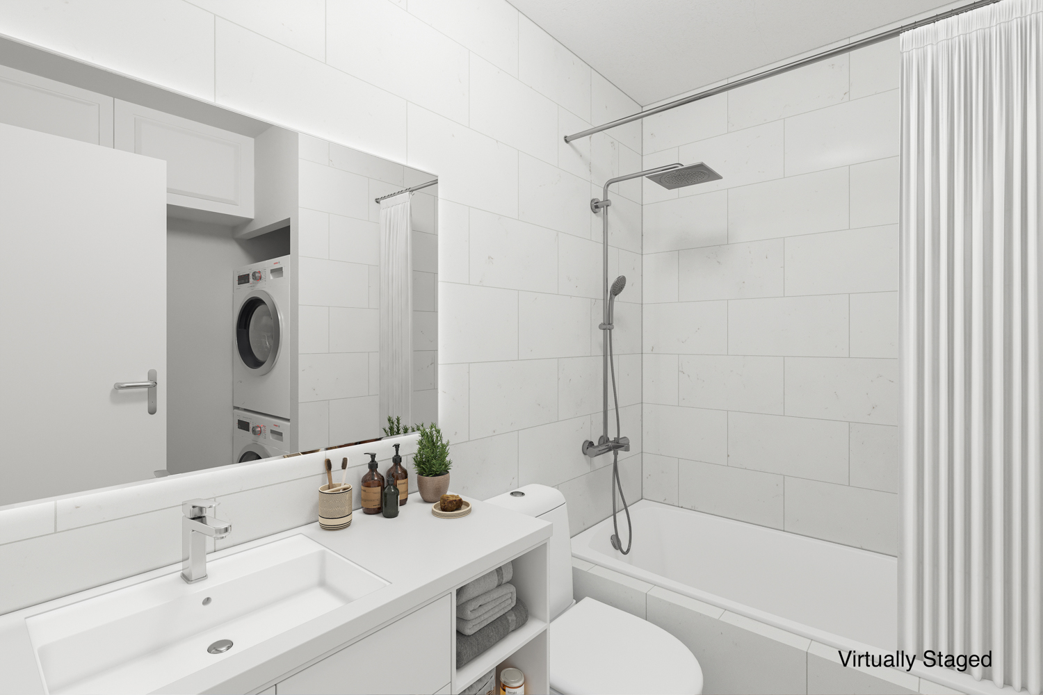 108 5th Avenue, Unit 15C Manhattan, NY 10011 - Photo 7 of 12 a bathroom with a sink toilet tub and shower