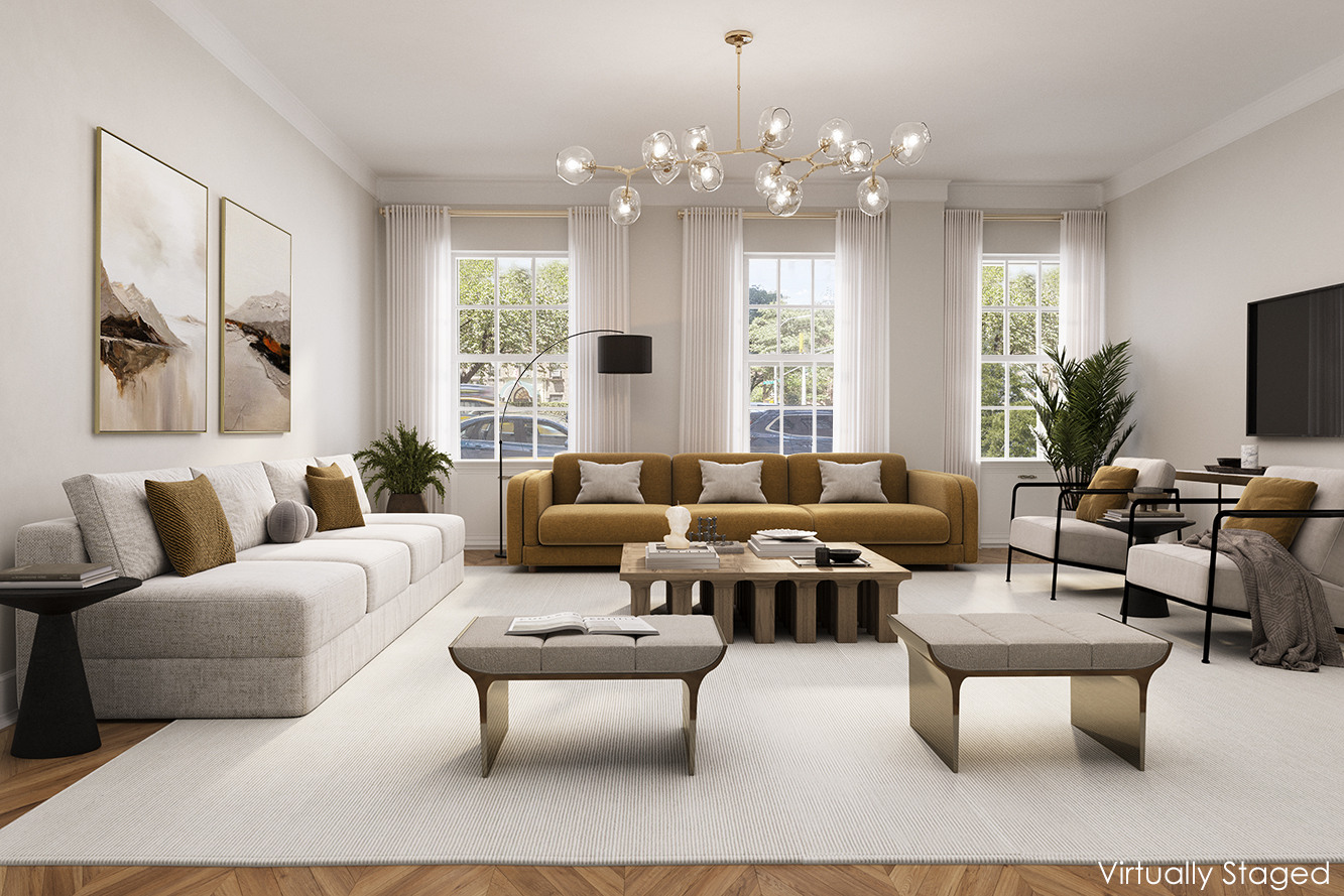 1185 Park Avenue, Unit 1A Manhattan, NY 10128 - Photo 1 of 11 a living room with furniture and a large window