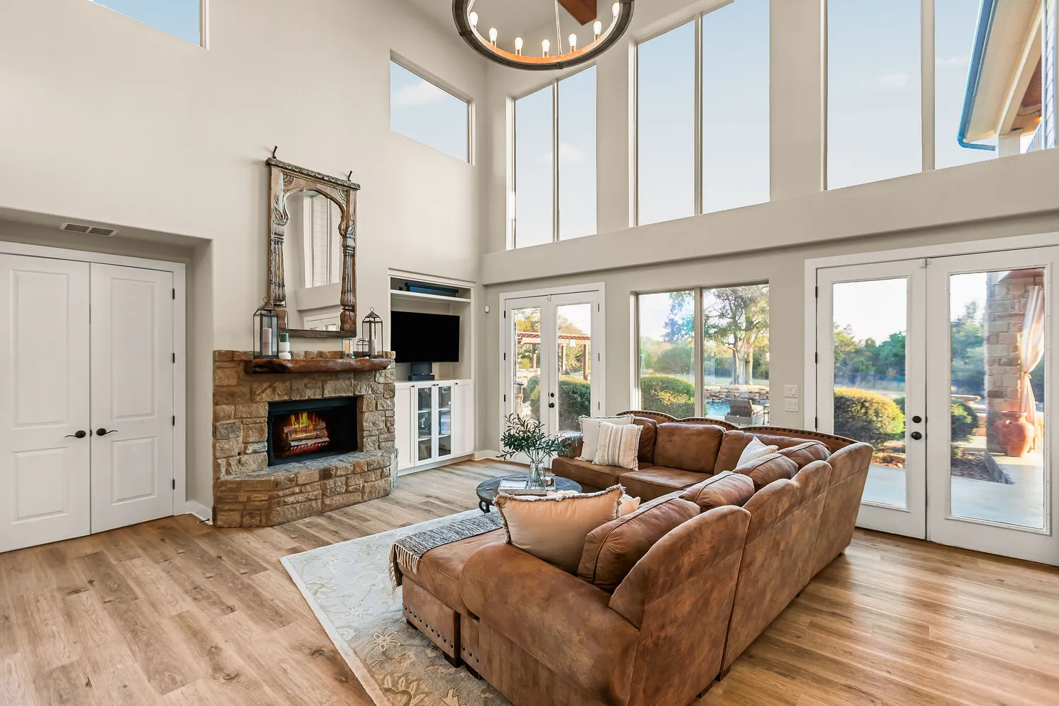 a bedroom with a bed and a lamp on table