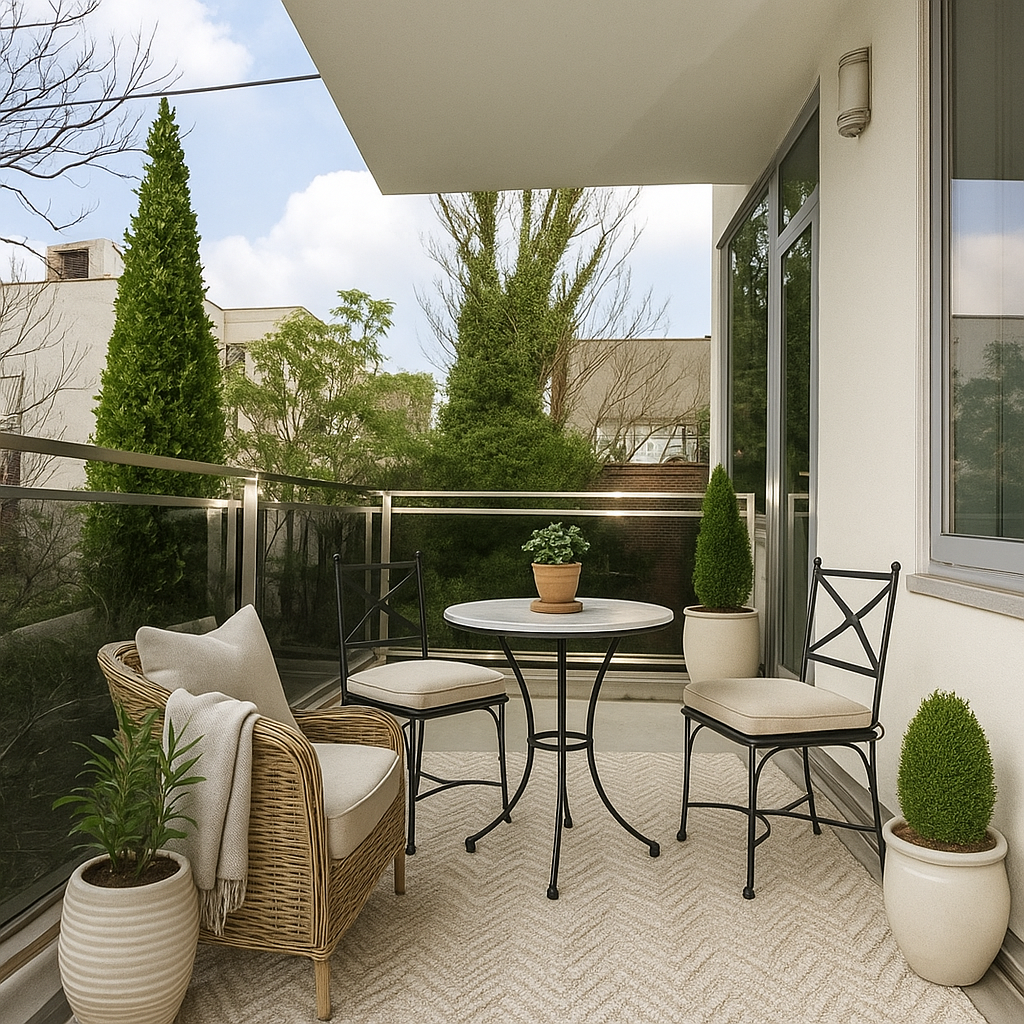 117 West 123rd Street, Unit 4B Manhattan, NY 10027 - Photo 9 of 16 a view of a chairs and table in the balcony