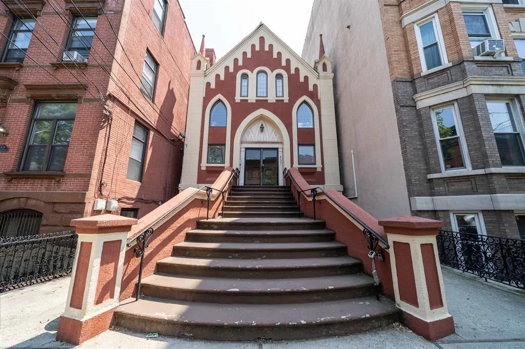 a view of a building with stairs