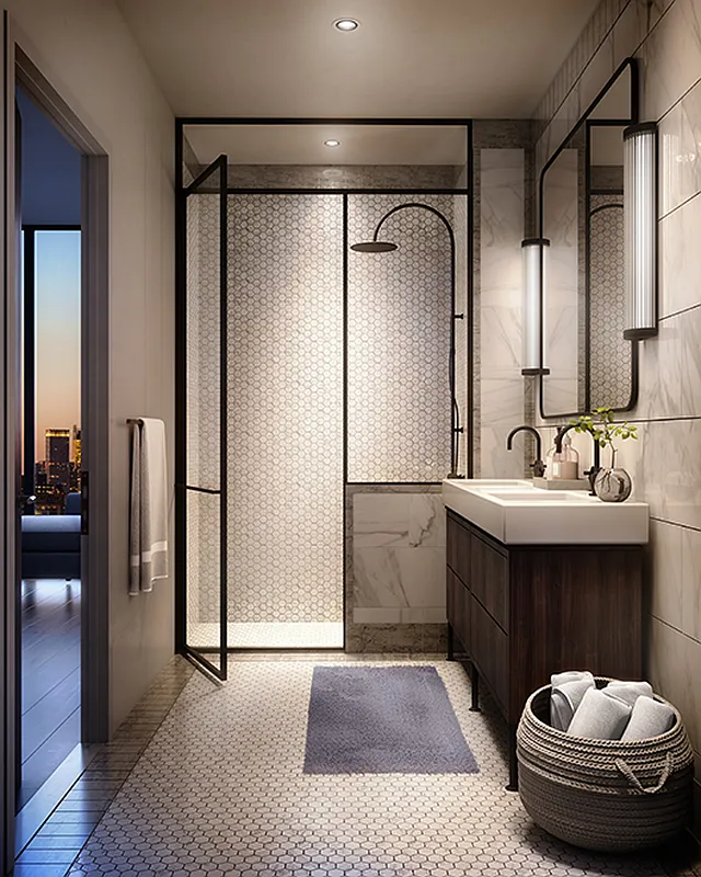 21 India Street, Unit 33C Brooklyn, NY 11222 - Photo 2 of 9 a bathroom with a sink and a mirror