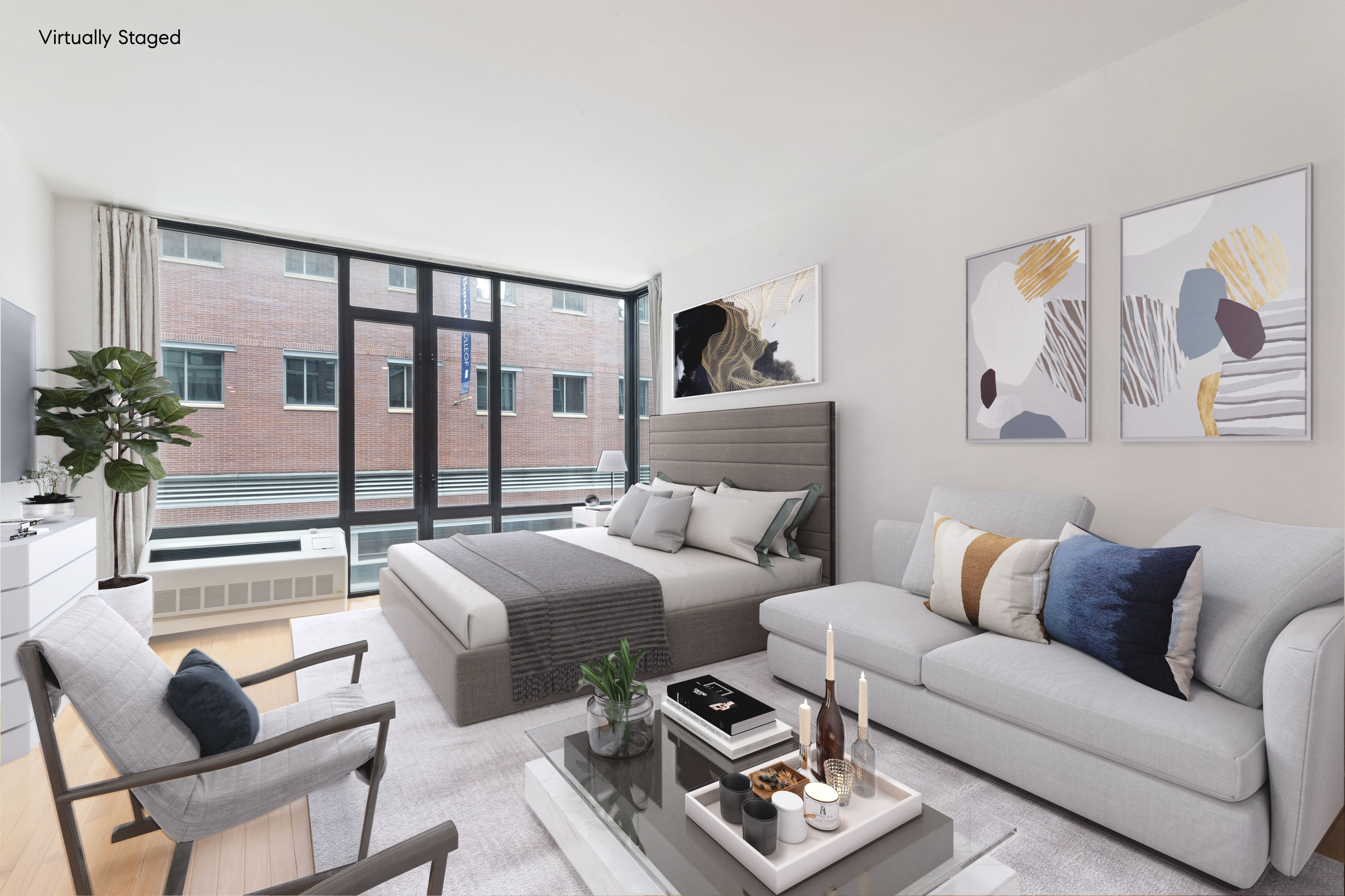 148 East 24th Street, Unit 4C Manhattan, NY 10010 - Photo 1 of 15 a living room with furniture and a large window