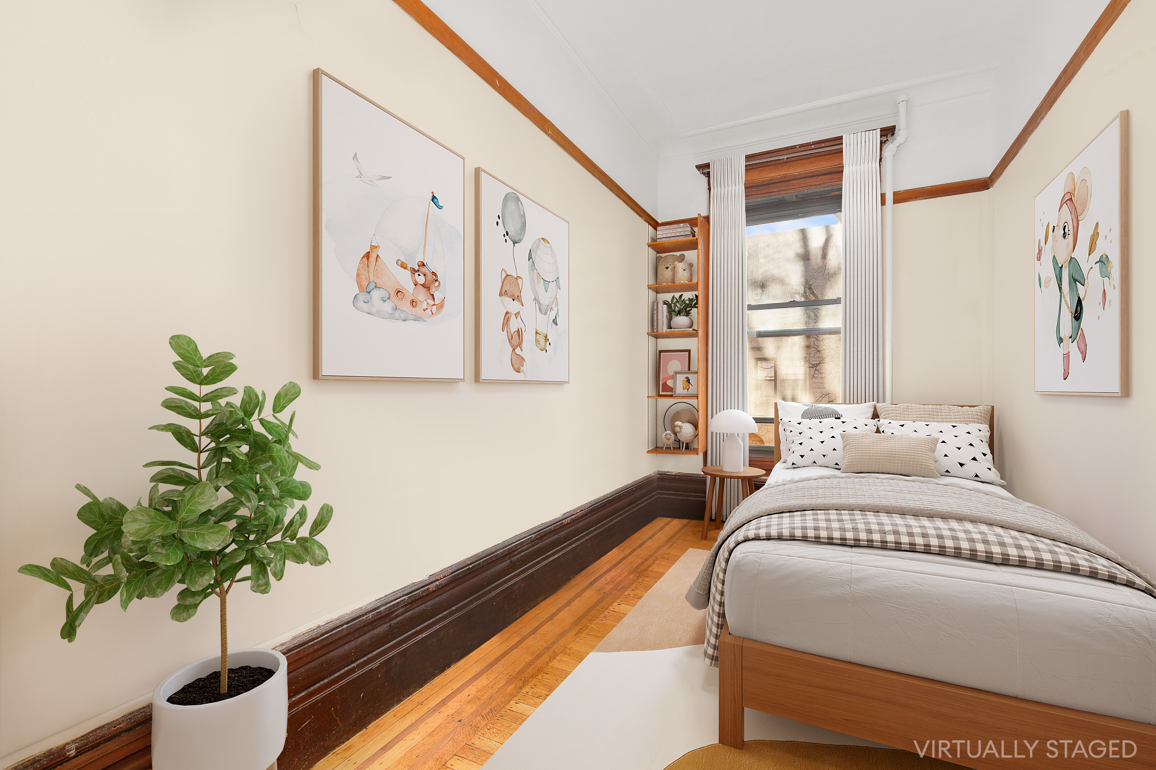 117 West 120th Street Manhattan, NY 10027 - Photo 22 of 31 a bedroom with a bed and a potted plant