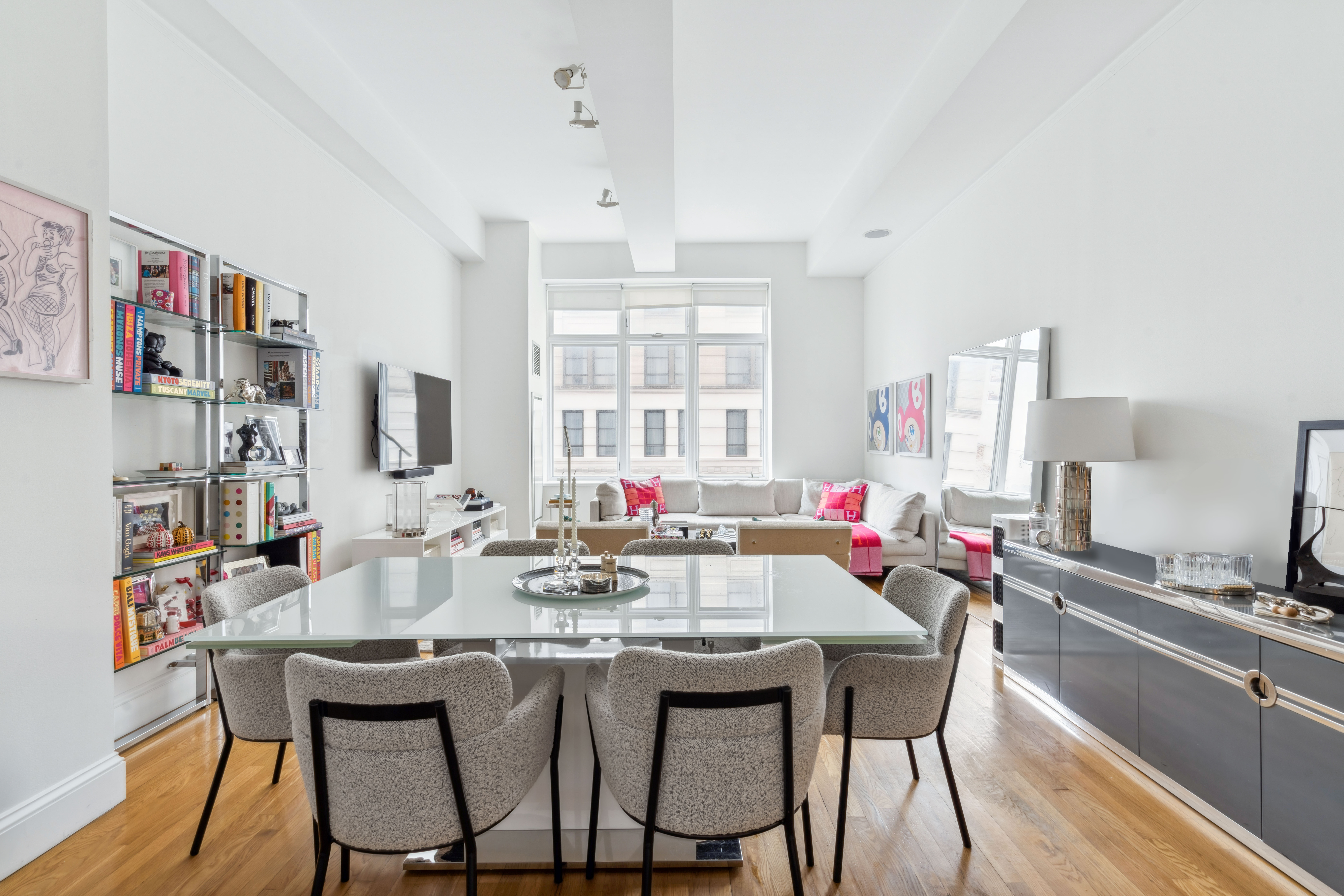 129 Lafayette Street, Unit 3B Manhattan, NY 10013 - Photo 2 of 13 a view of a dining room with furniture window and outside view
