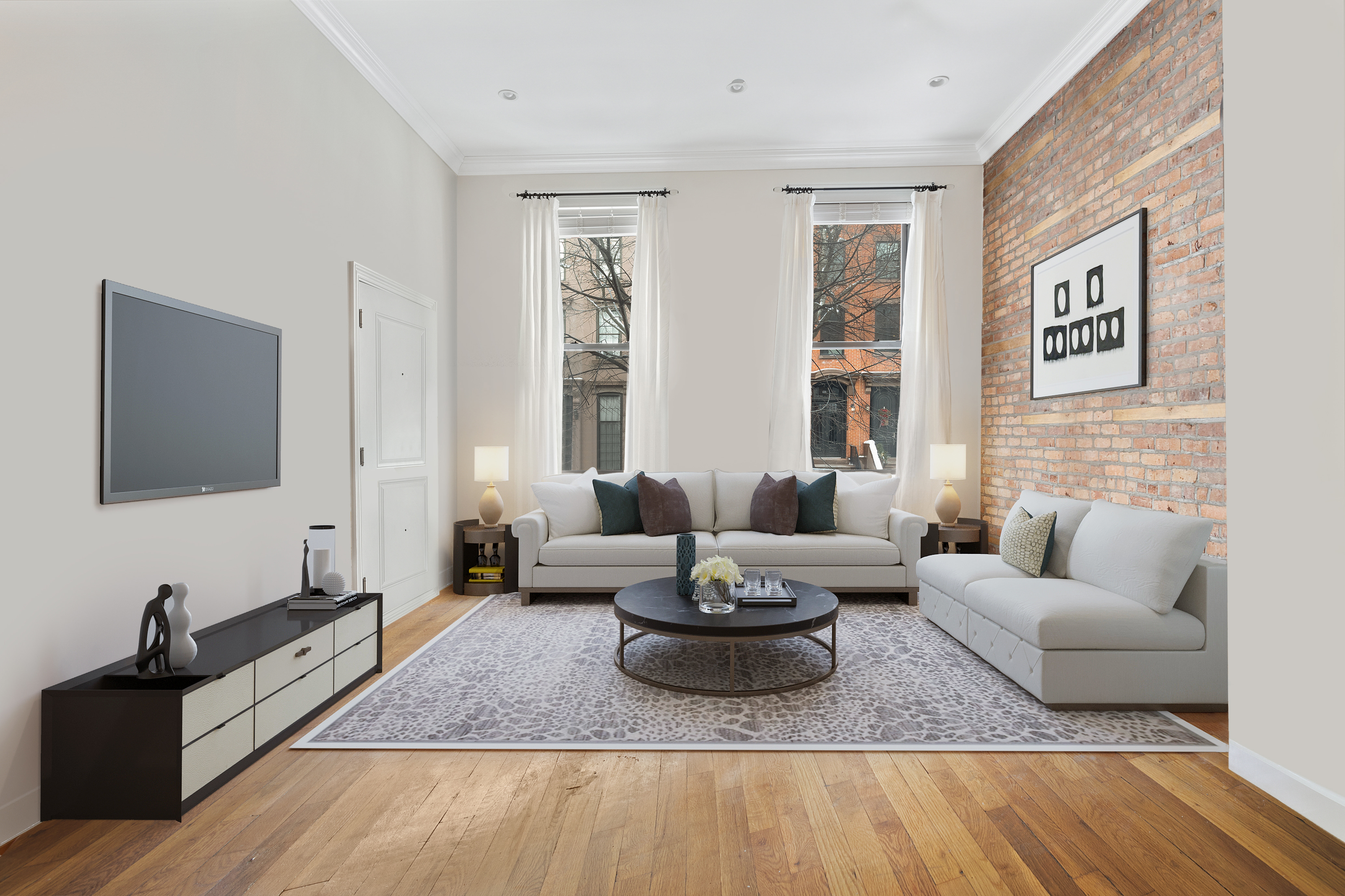 156 Summit Street, Unit 3 Brooklyn, NY 11231 - Photo 1 of 2 a living room with furniture and a flat screen tv