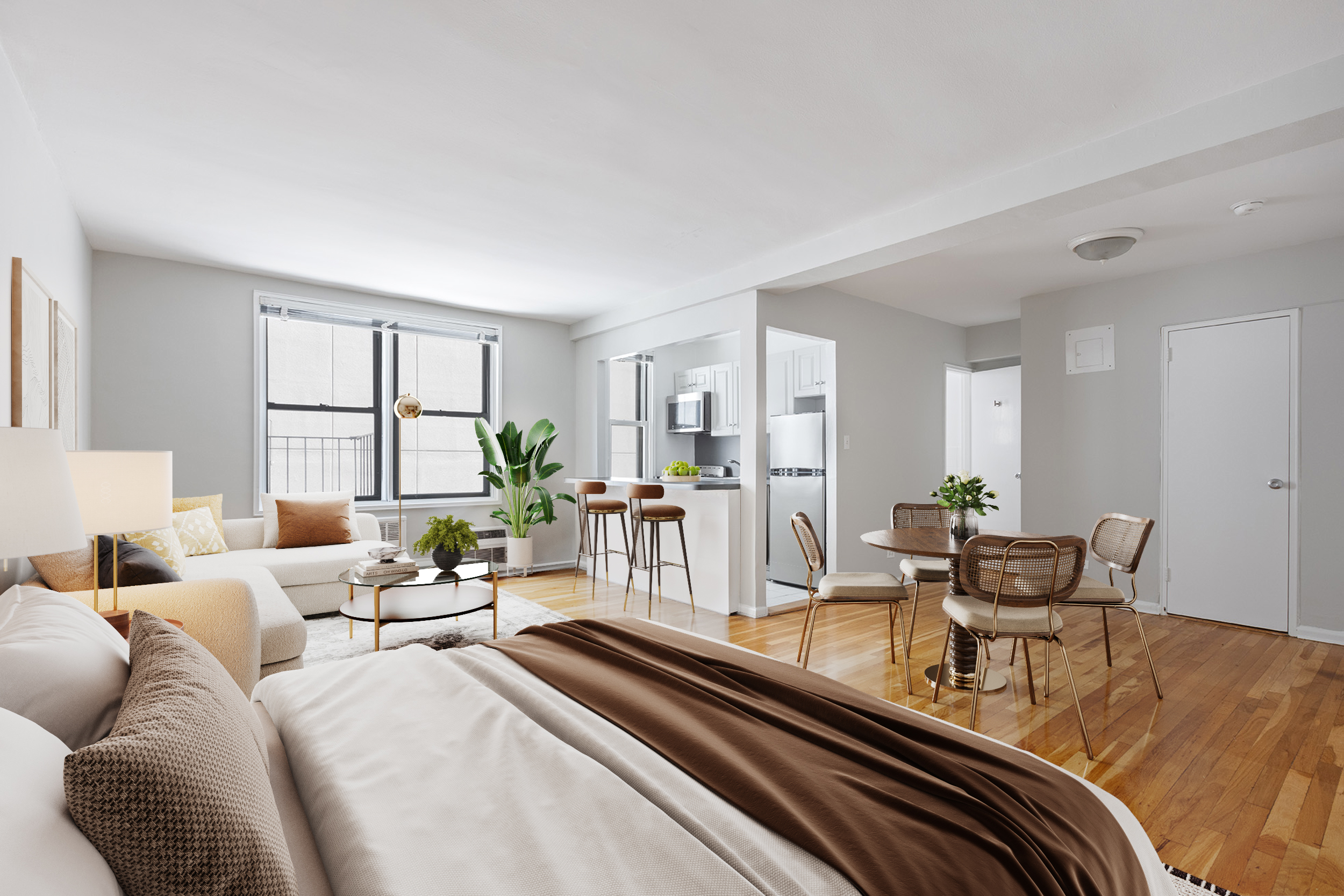 85 4th Avenue, Unit 3MM Manhattan, NY 10003 - Photo 1 of 6 a living room with furniture and a large window