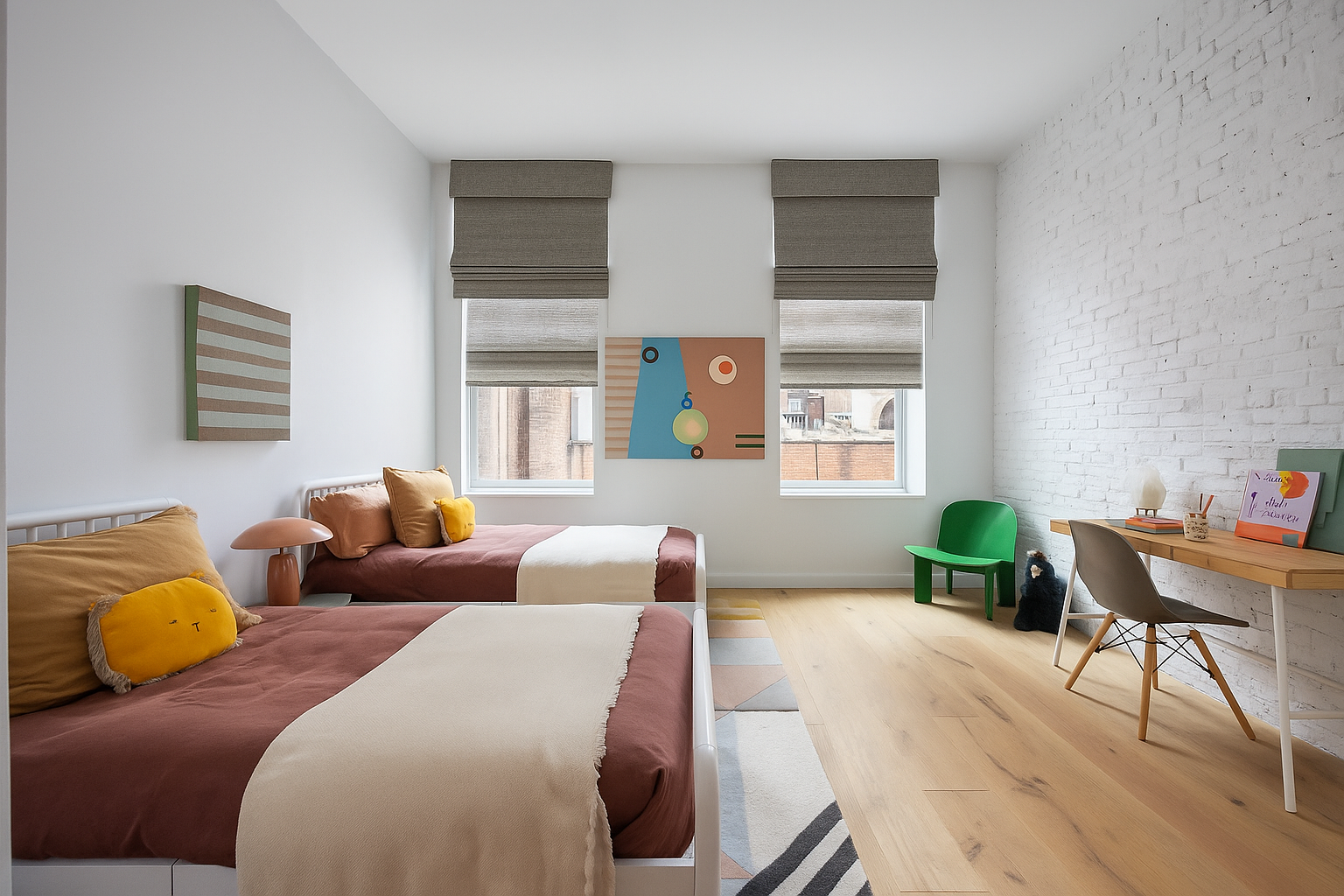 62 Reade Street, Unit 4 Manhattan, NY 10007 - Photo 14 of 20 a bedroom with two beds and a potted plant