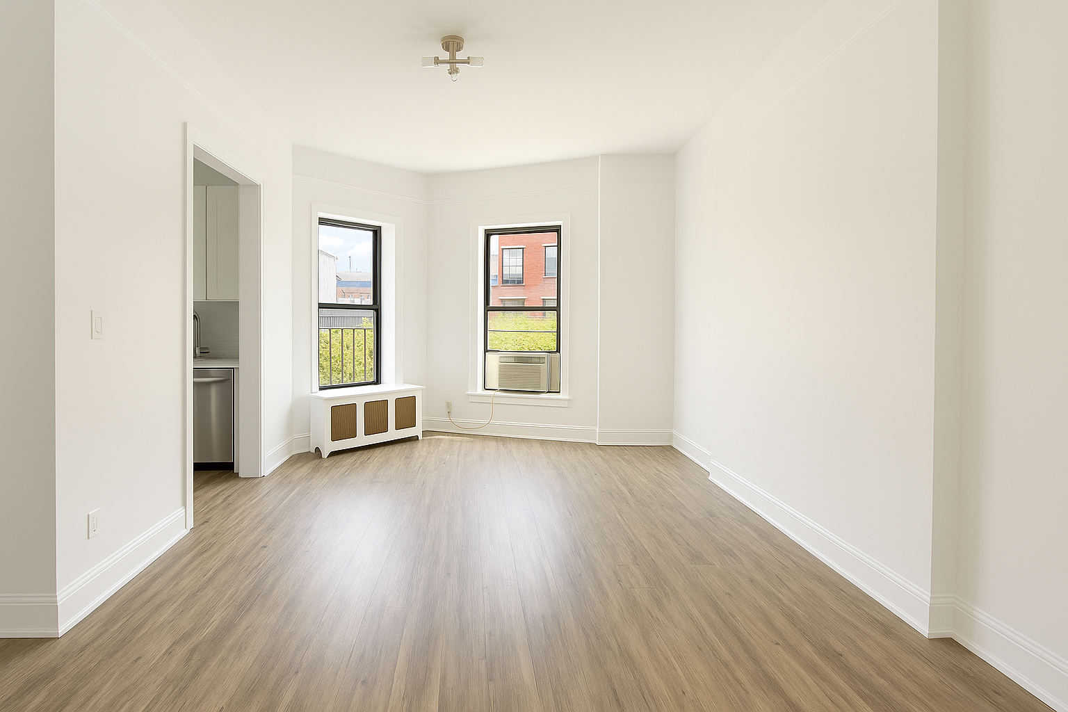 164 West 128th Street, Unit 4B Manhattan, NY 10027 - Photo 1 of 7 an empty room with wooden floor and windows