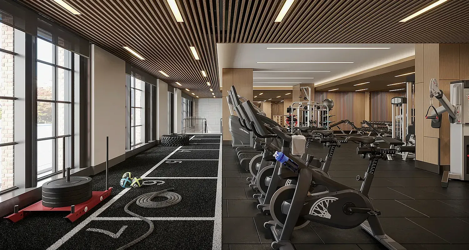 a room with a bed and a large mirror