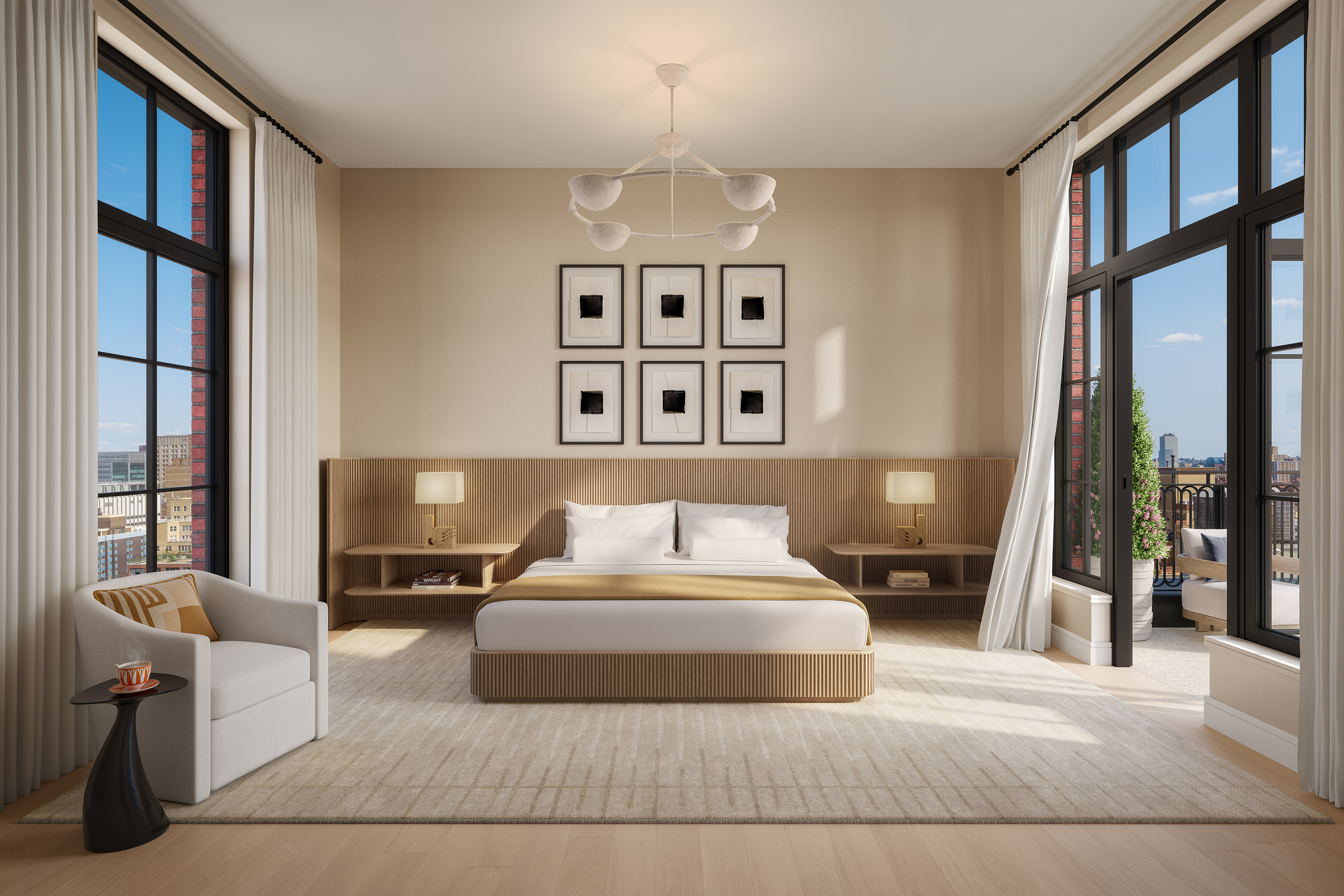 201 East 23rd Street, Unit PHC Manhattan, NY 10010 - Photo 3 of 21 a bedroom with a large bed and a large window