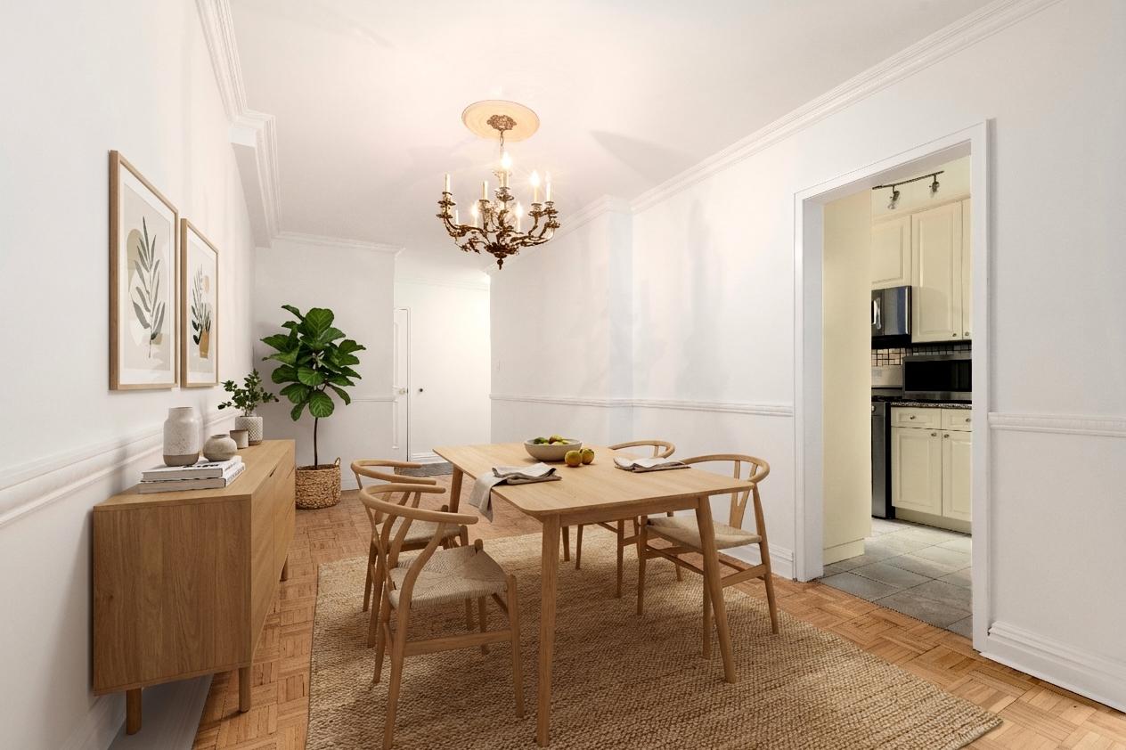 401 East 89th Street, Unit 3CD Manhattan, NY 10128 - Photo 3 of 10 a view of a dining room with furniture and wooden floor