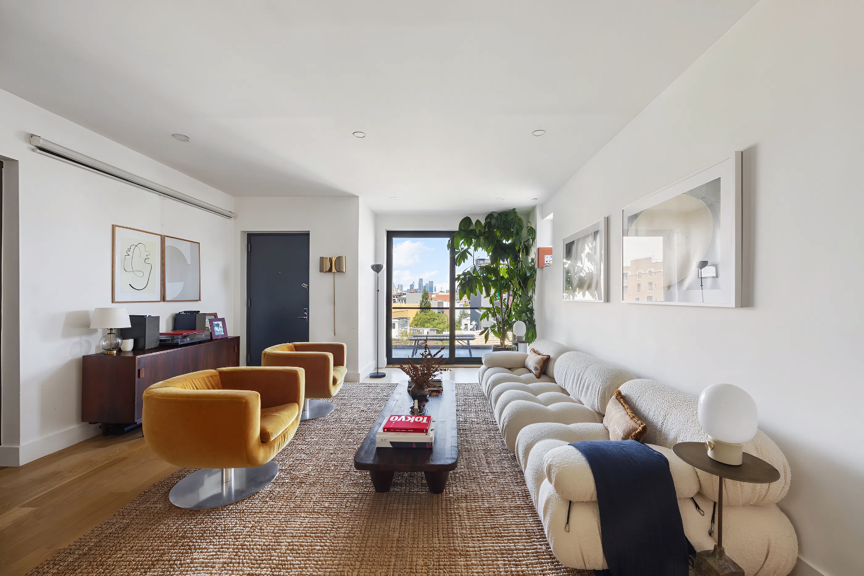340 Metropolitan Avenue, Unit PHB Brooklyn, NY 11211 - Photo 3 of 18 a living room with furniture and a potted plant