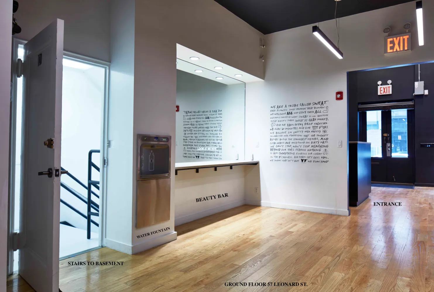 a view of kitchen with a window and wooden floor