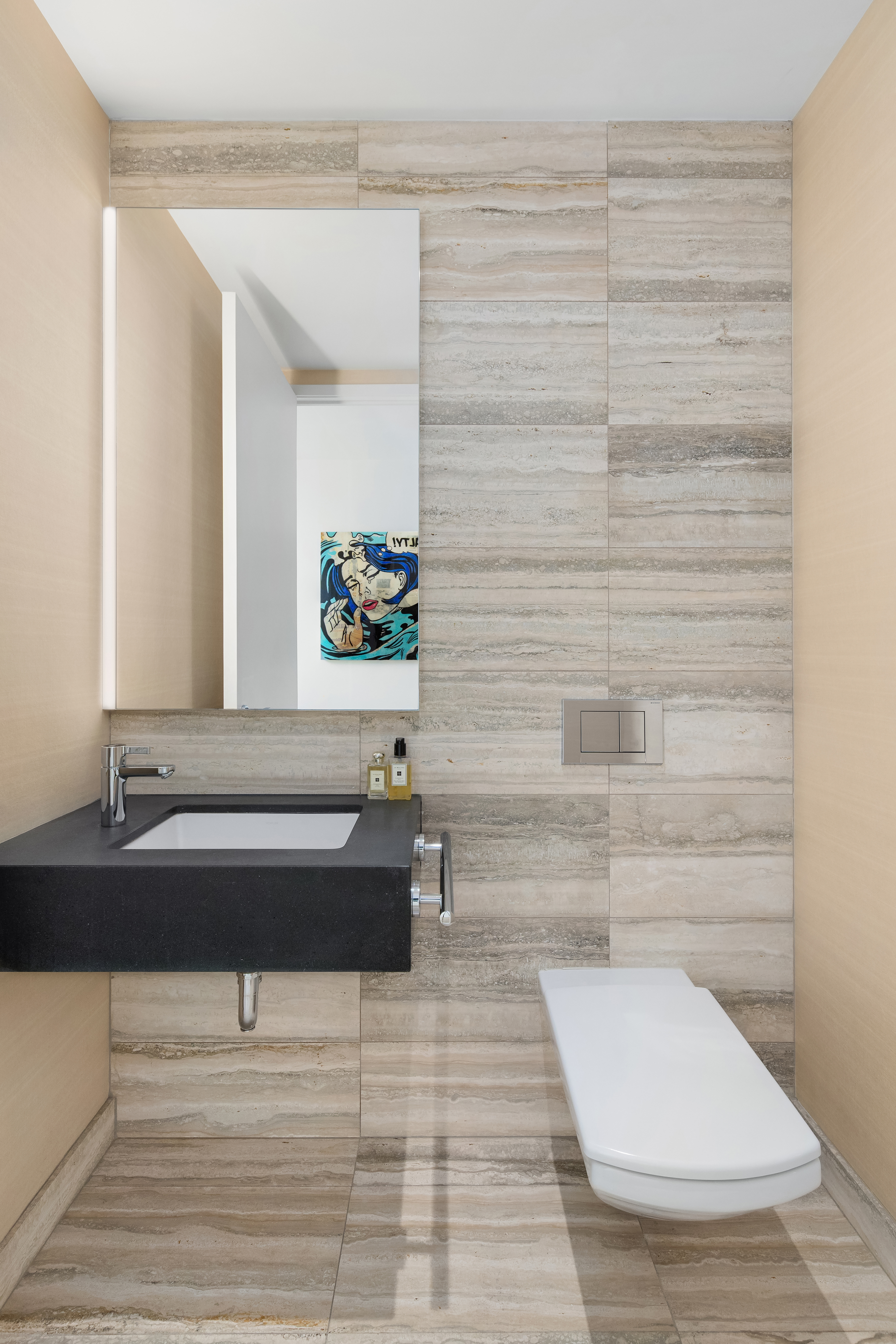 50 West Street, Unit 30B Manhattan, NY 10006 - Photo 10 of 25 a bathroom with a sink and a mirror