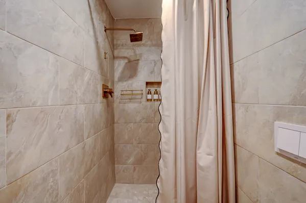 a bathroom with a shower