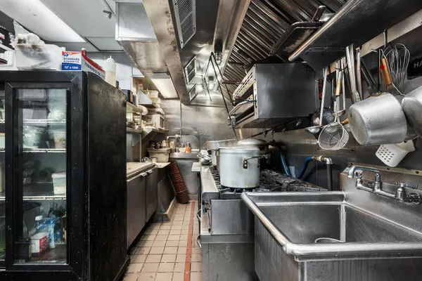 a kitchen with lots of counter top space