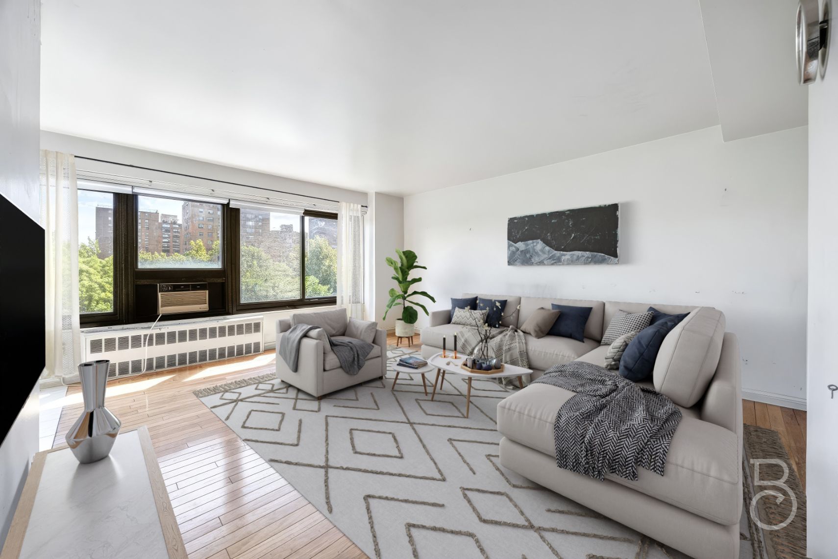 a living room with furniture and a flat screen tv
