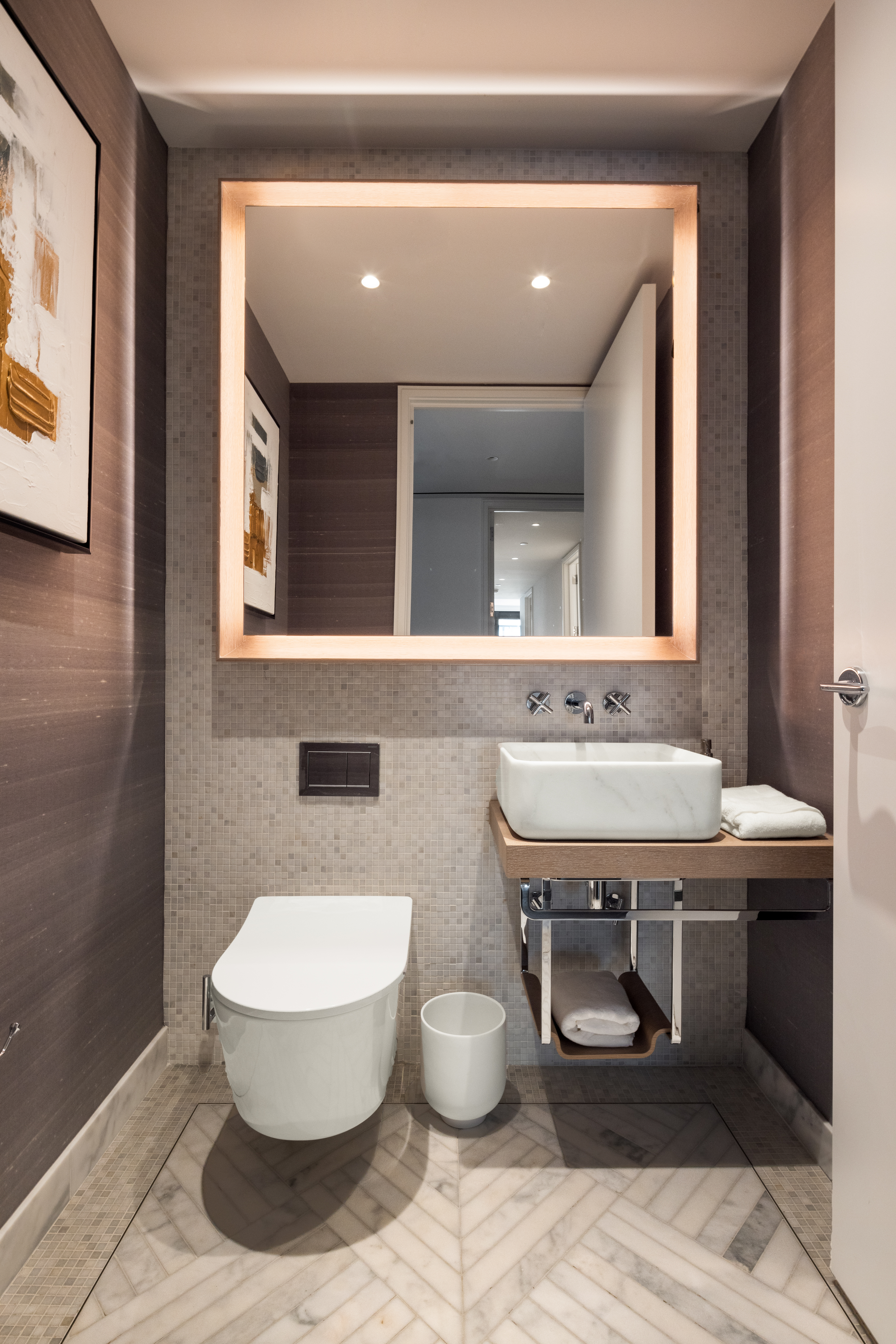 250 West 96th Street, Unit 11C Manhattan, NY 10025 - Photo 8 of 25 a bathroom with a toilet sink and mirror