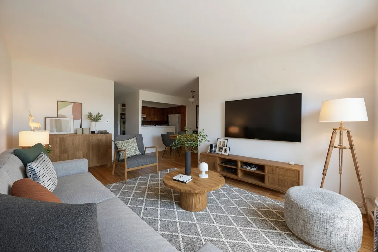 a living room with furniture and a flat screen tv