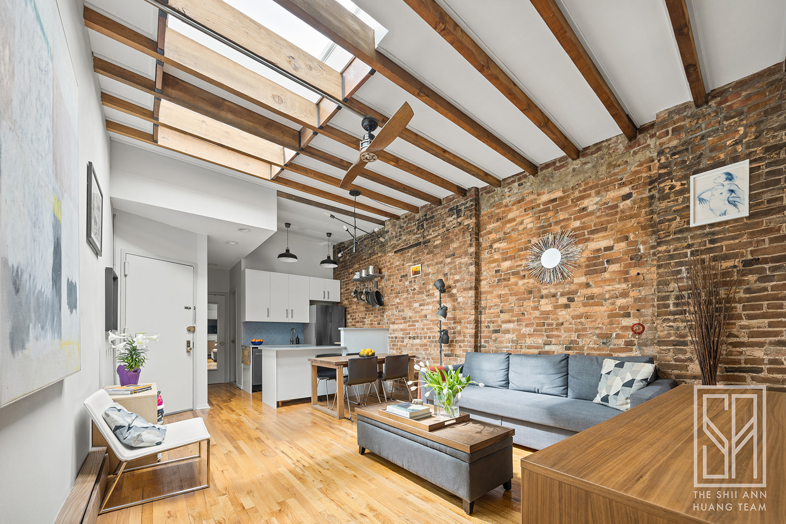 a living room with patio furniture