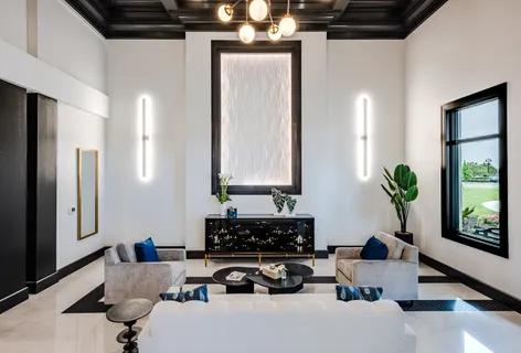 a room with lots of tables and chairs