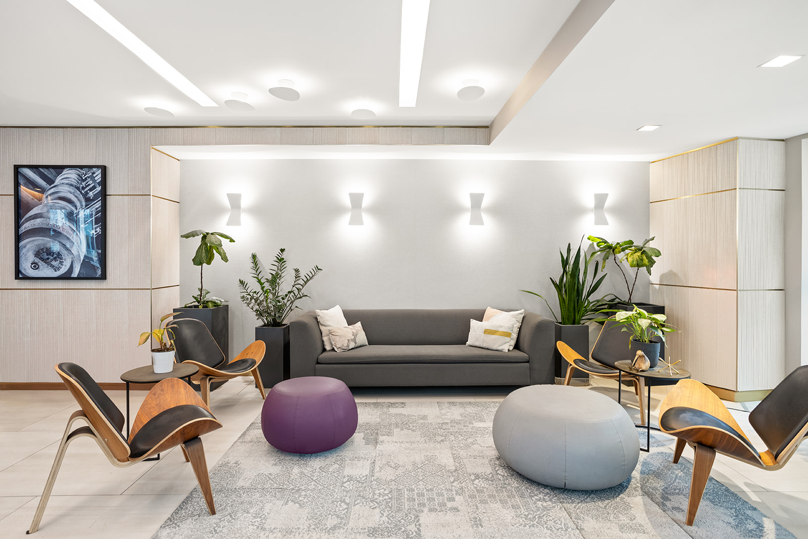 440 Kent Avenue, Unit F18 Brooklyn, NY 11249 - Photo 12 of 16 a living room with furniture flowerpot and a potted plant