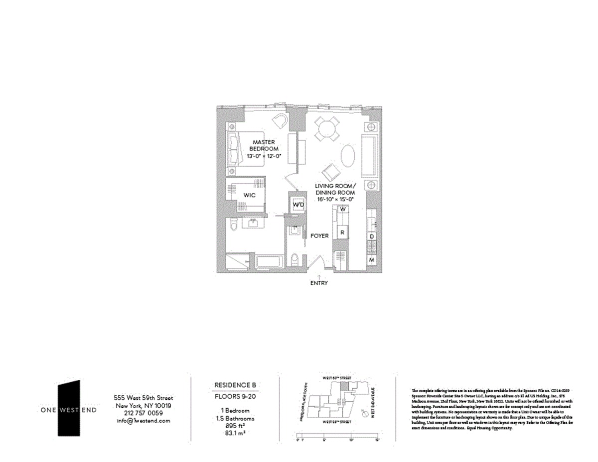 1 West End Avenue, Unit 16B Manhattan, NY 10023 - Photo 18 of 18 a picture of a floor plan