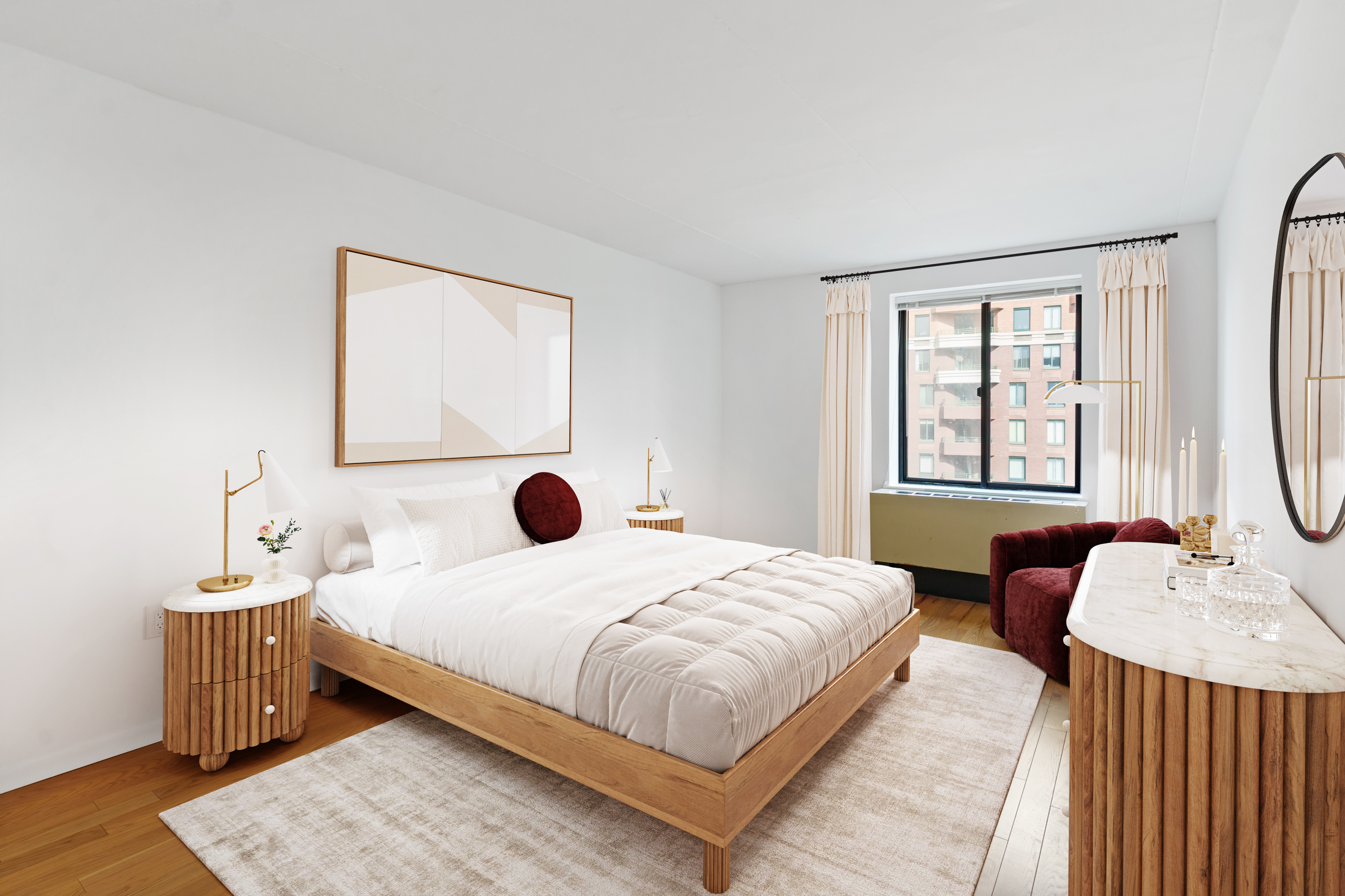 300 Rector Place, Unit 7F Manhattan, NY 10280 - Photo 3 of 10 a bedroom with a bed and a window