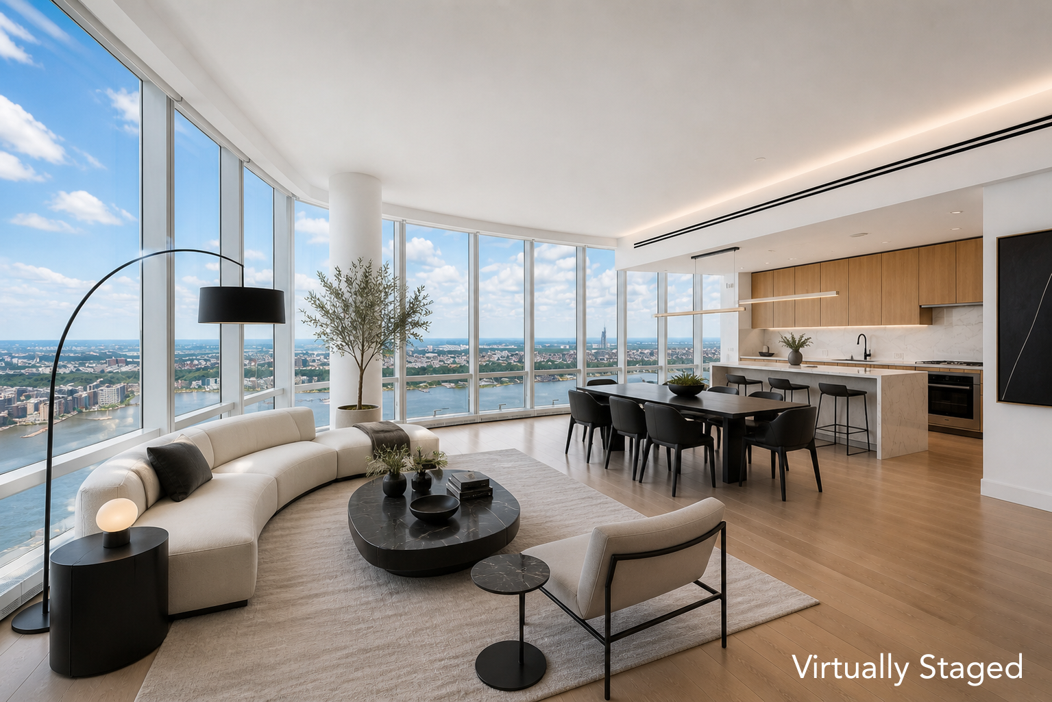 15 Hudson Yards, Unit 77B Manhattan, NY 10001 - Photo 1 of 24 a living room with furniture and a large window