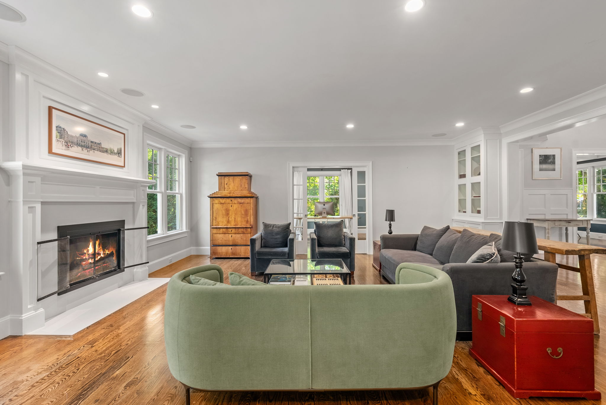 9 Wynnewood Road Wellesley Hills, MA 02481 - Photo 11 of 27 a living room with furniture and a fireplace