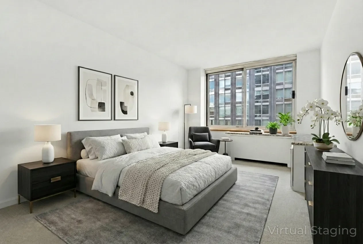 201 West 72nd Street, Unit 8A Manhattan, NY 10023 - Photo 10 of 15 a bedroom with bed and a large window