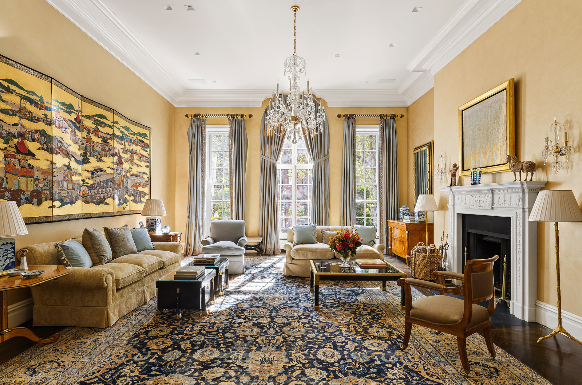 127 East 73rd Street Manhattan, NY 10021 - Photo 12 of 40 a living room with furniture and a chandelier