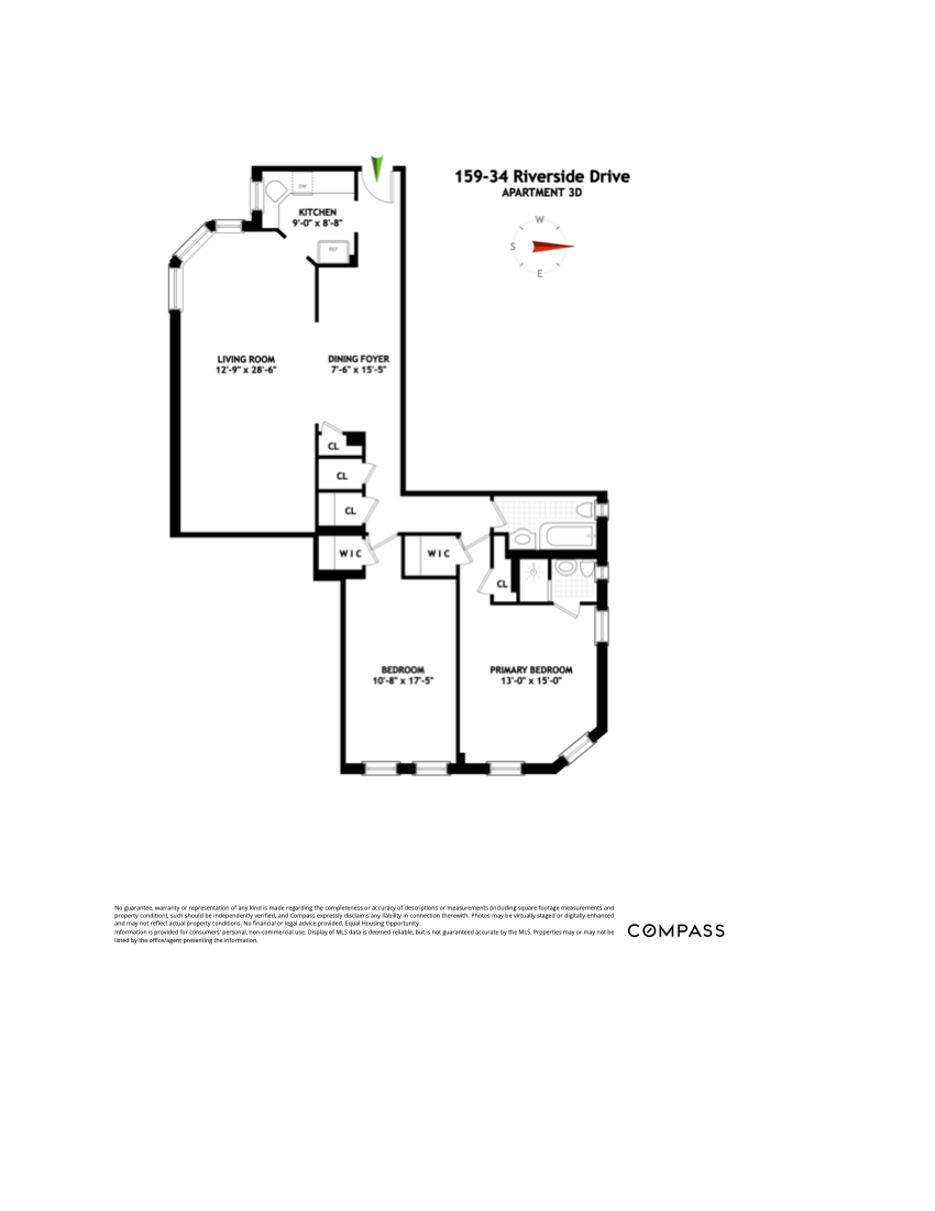 159-34 Riverside Drive West, Unit 3D Manhattan, NY 10032 - Photo 12 of 12 a picture of a floor plan