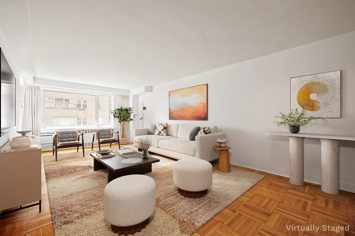 a living room with furniture