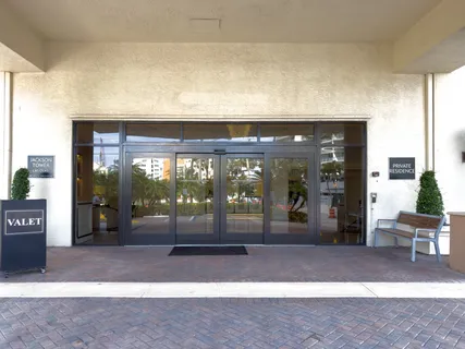 a living room with a large window