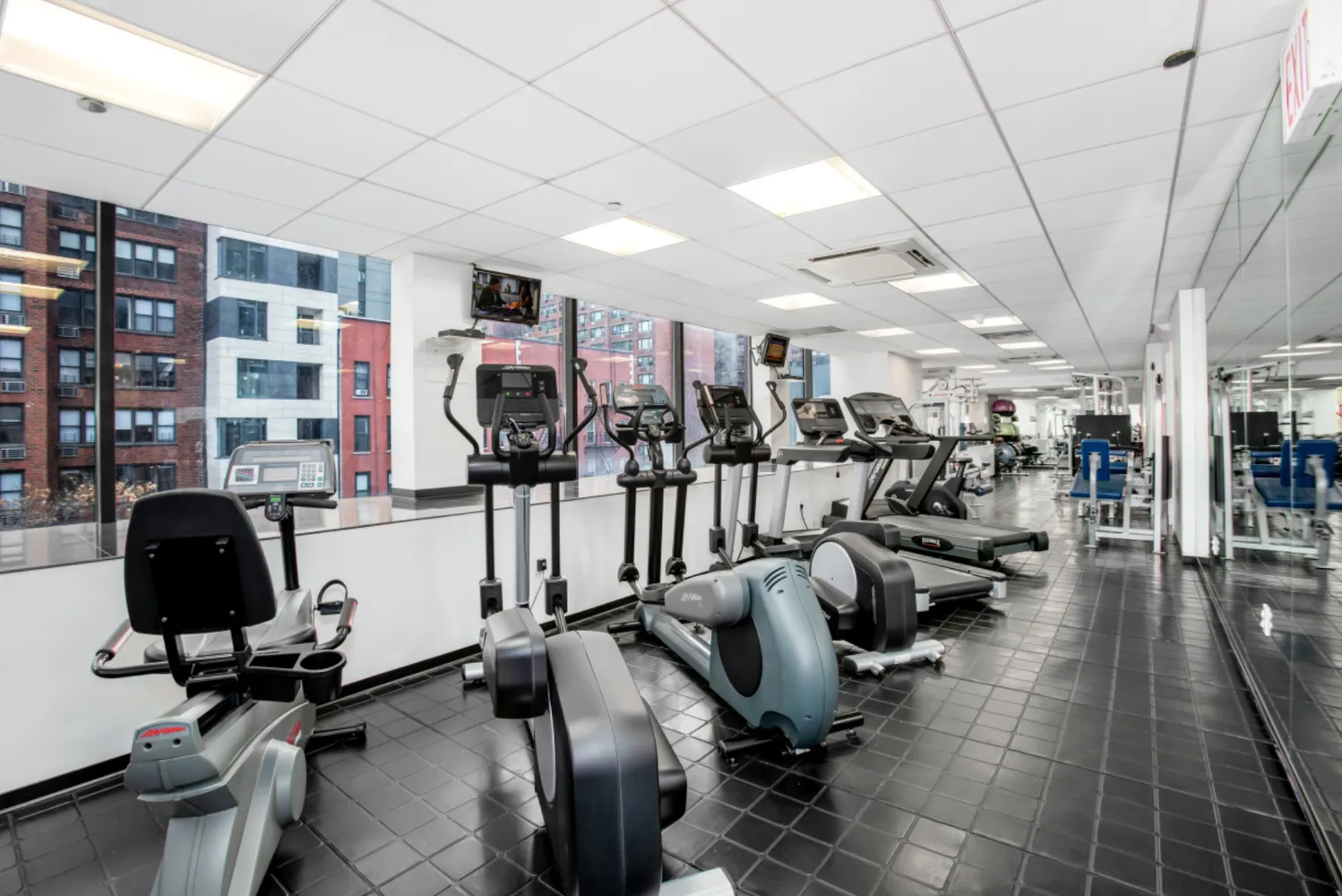a view of a room with gym equipment