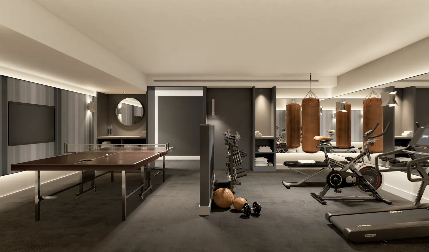 a room with lots of chairs and a large window