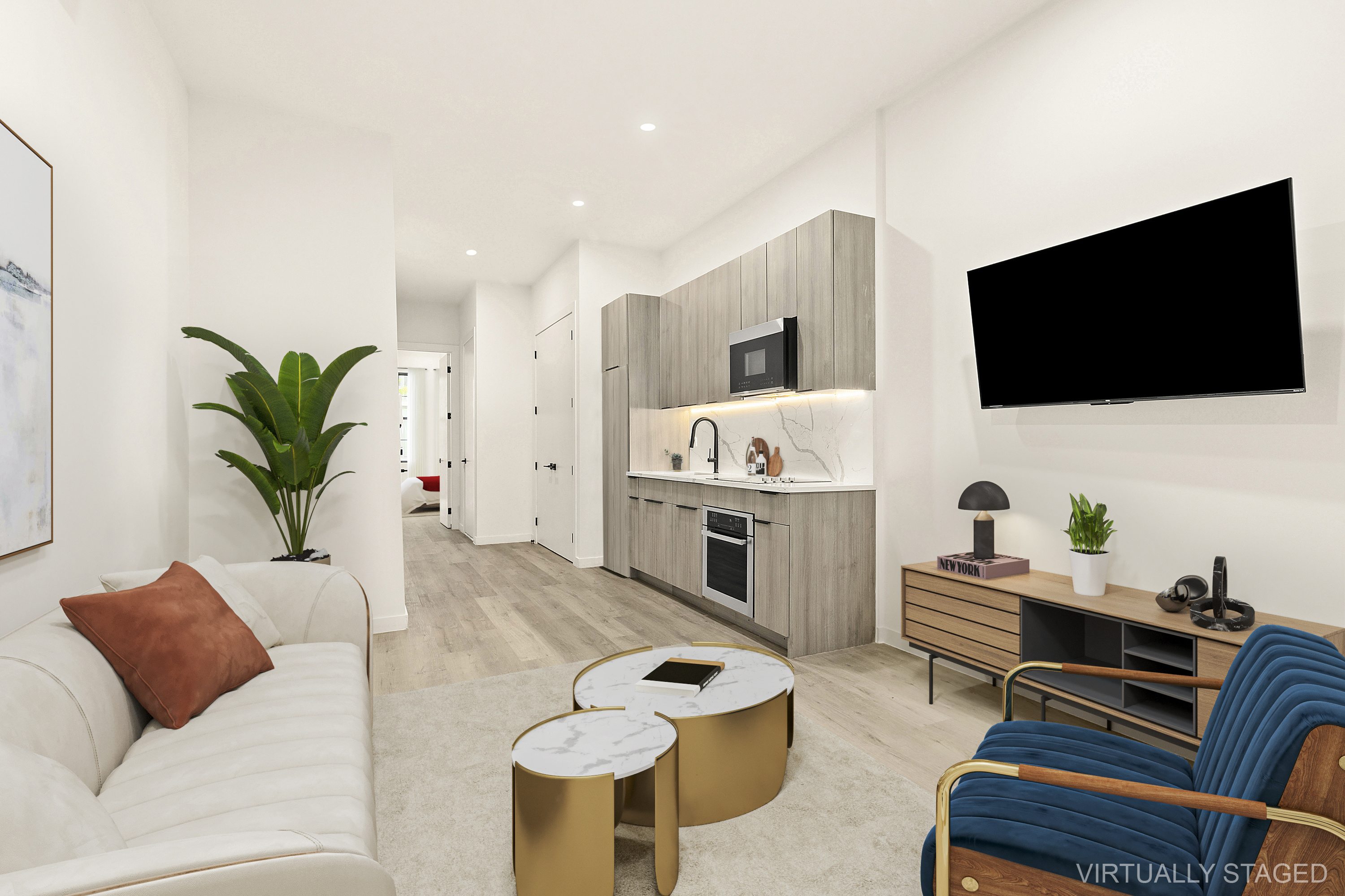 251-253 North 8th Street Brooklyn, NY 11211 - Photo 10 of 11 a living room with furniture and a flat screen tv