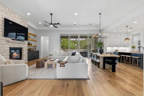 a living room with furniture fireplace and a flat screen tv