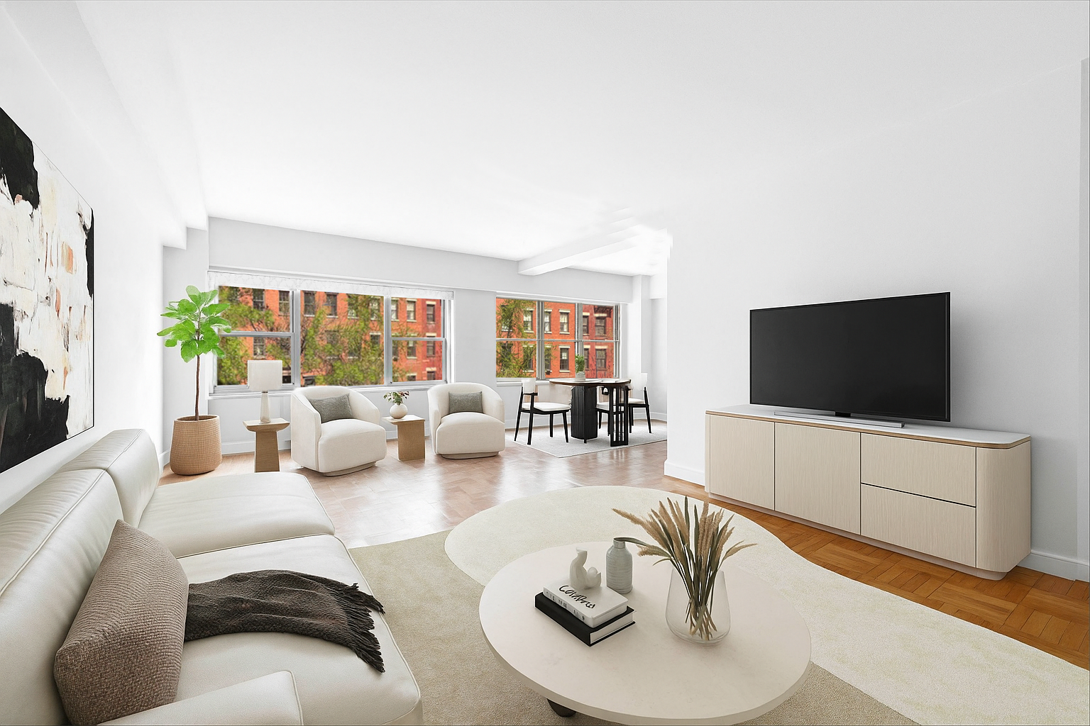 a living room with furniture and a flat screen tv