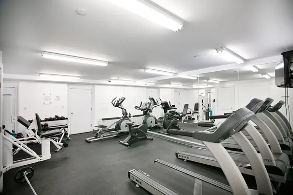 a view of a room with gym equipment