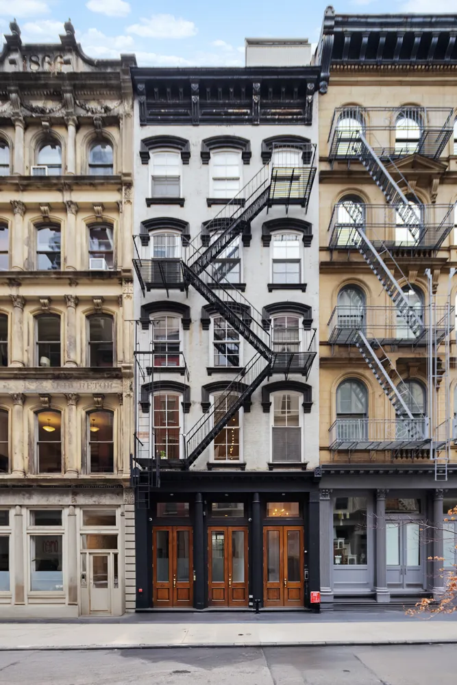 a front view of a multi story building