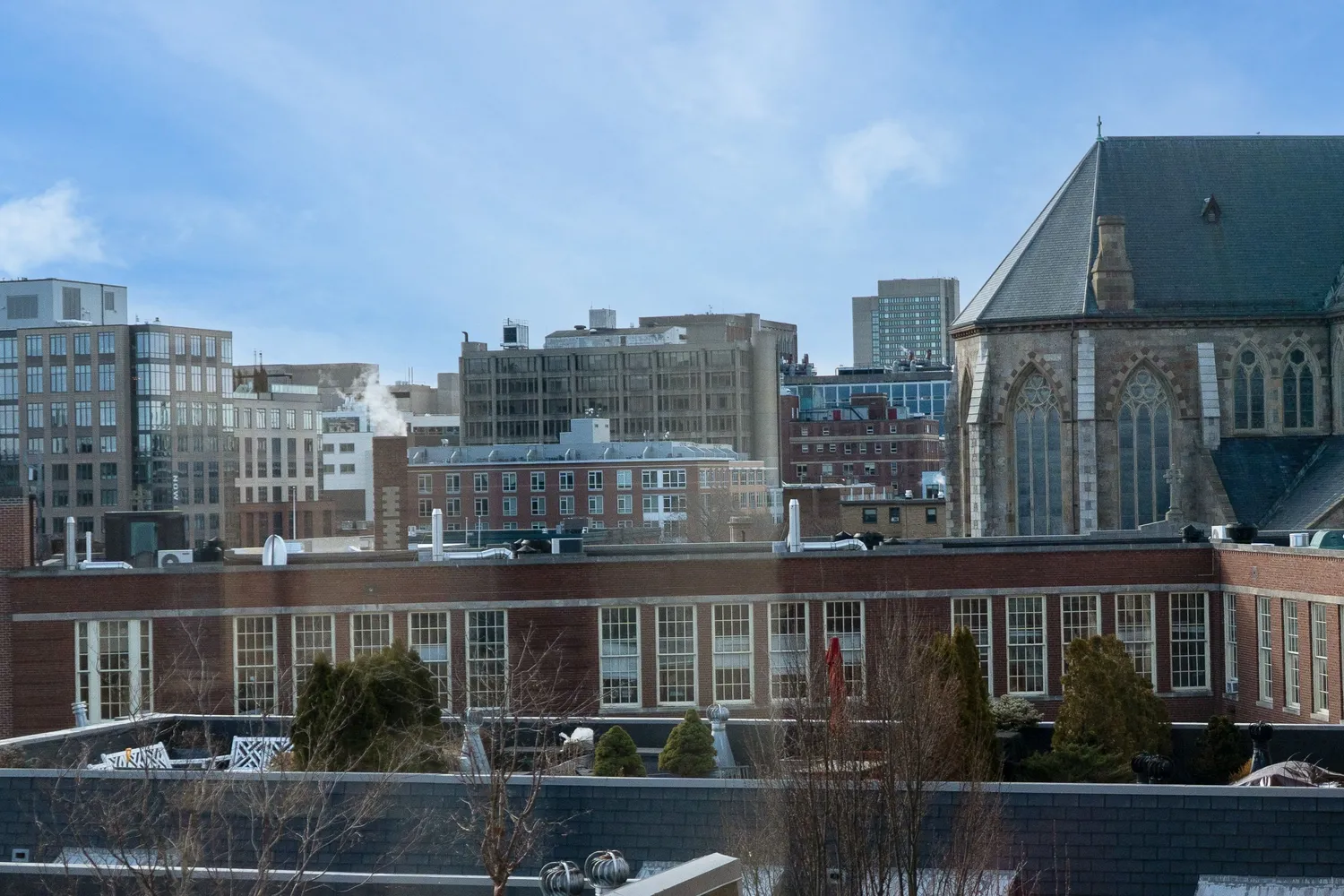 a view of a city that has tall buildings