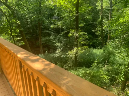 a view of balcony and yard