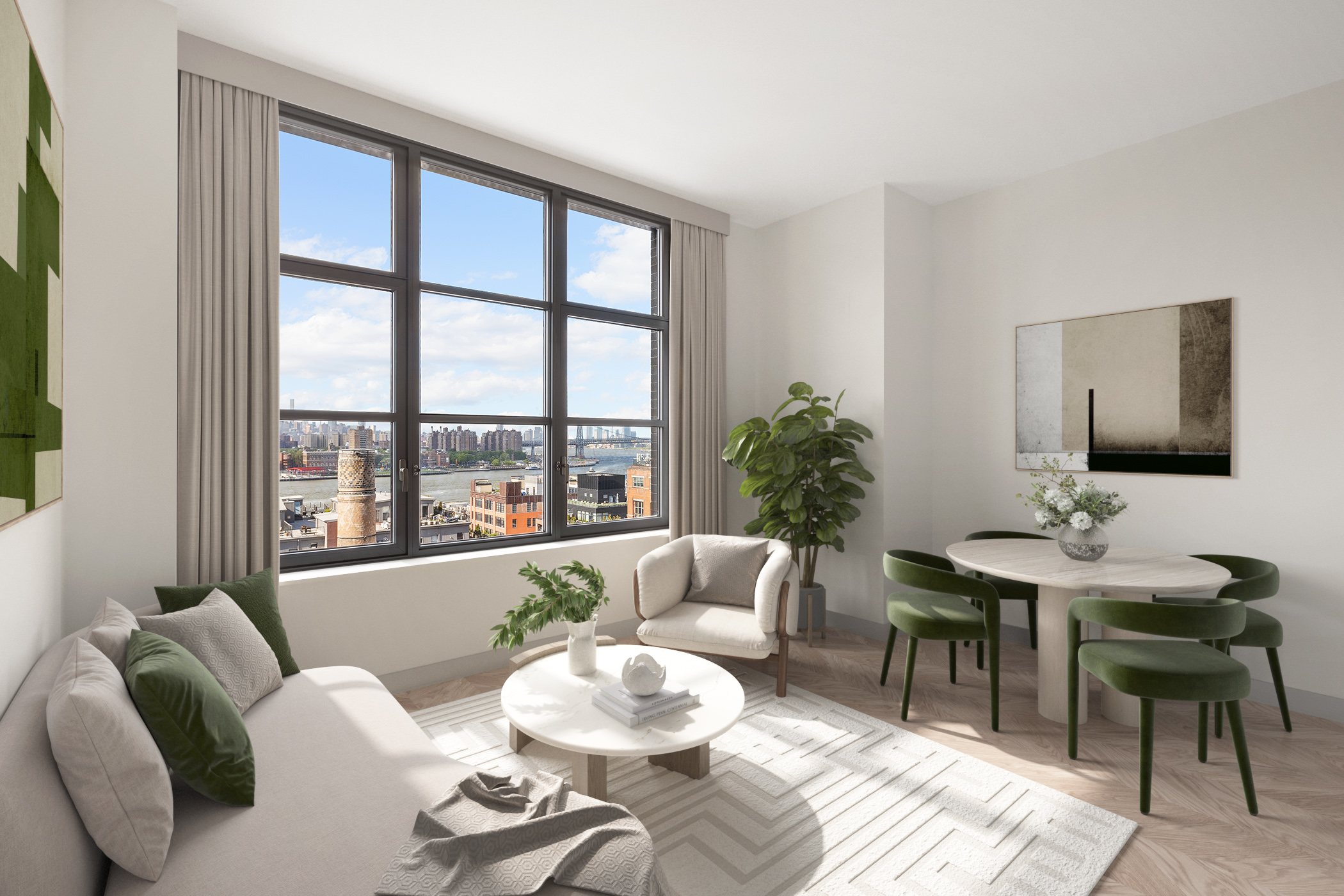115 York Street, Unit 11C Brooklyn, NY 11201 - Photo 2 of 25 a living room with furniture and a large window